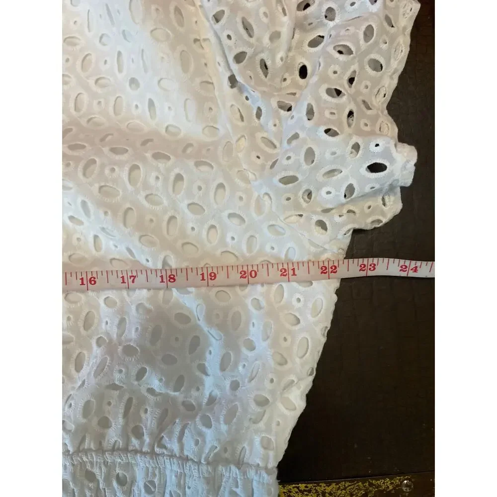 Pretty Garden white eyelet lace fully lined tiered maxi dress W - Picture 2 of 13